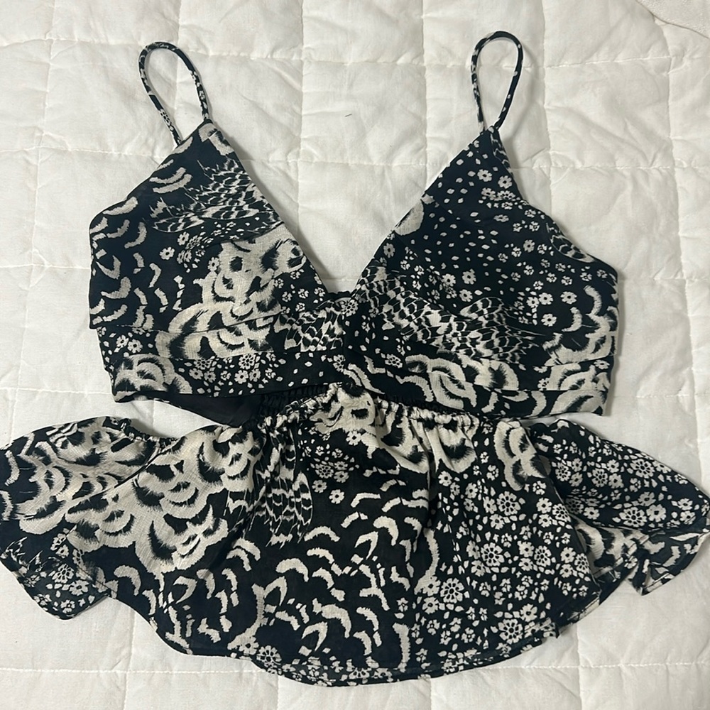 Zara floral cut out tank